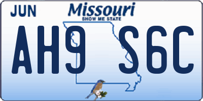 MO license plate AH9S6C