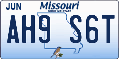 MO license plate AH9S6T