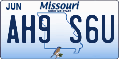 MO license plate AH9S6U