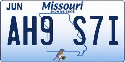 MO license plate AH9S7I