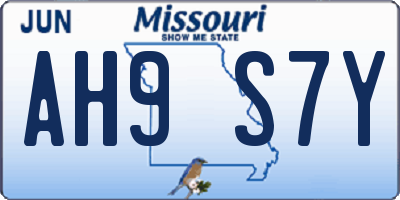 MO license plate AH9S7Y