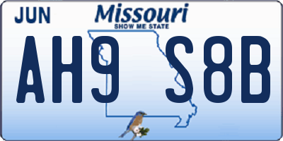 MO license plate AH9S8B