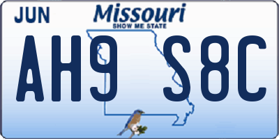 MO license plate AH9S8C