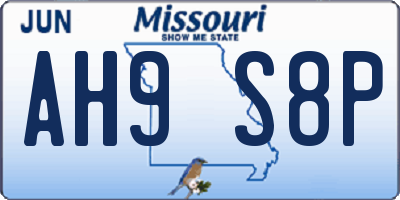 MO license plate AH9S8P
