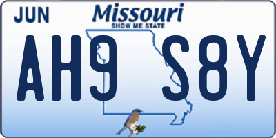 MO license plate AH9S8Y