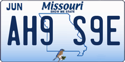 MO license plate AH9S9E
