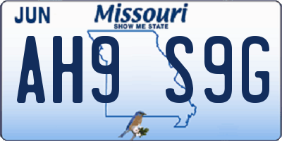 MO license plate AH9S9G