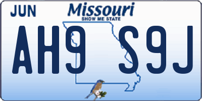 MO license plate AH9S9J