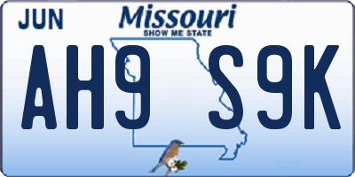 MO license plate AH9S9K