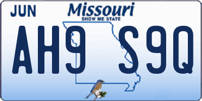 MO license plate AH9S9Q