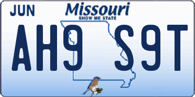 MO license plate AH9S9T