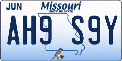 MO license plate AH9S9Y