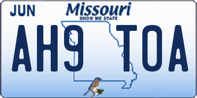 MO license plate AH9T0A