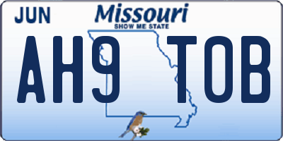MO license plate AH9T0B