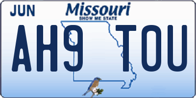 MO license plate AH9T0U