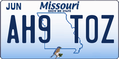 MO license plate AH9T0Z