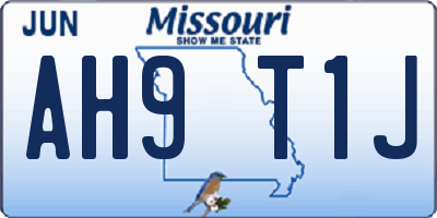 MO license plate AH9T1J