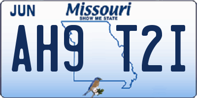 MO license plate AH9T2I