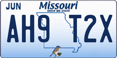 MO license plate AH9T2X