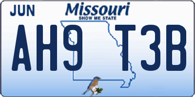MO license plate AH9T3B