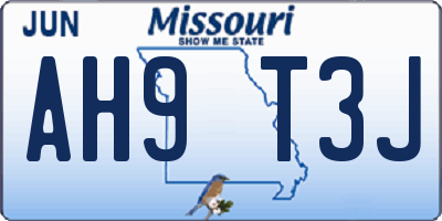 MO license plate AH9T3J