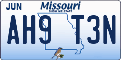MO license plate AH9T3N