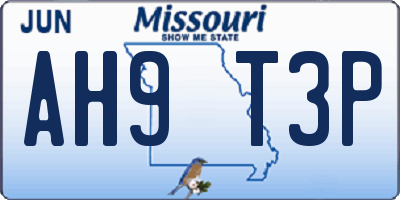 MO license plate AH9T3P