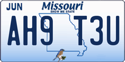 MO license plate AH9T3U