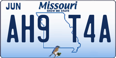 MO license plate AH9T4A