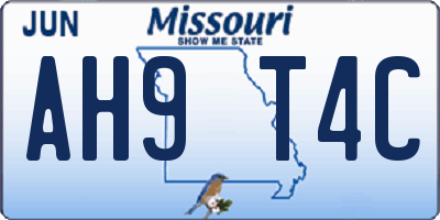 MO license plate AH9T4C