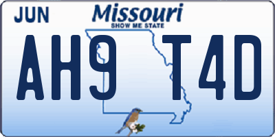 MO license plate AH9T4D