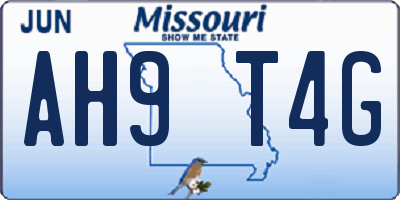 MO license plate AH9T4G