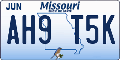 MO license plate AH9T5K