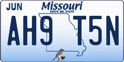 MO license plate AH9T5N