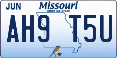 MO license plate AH9T5U