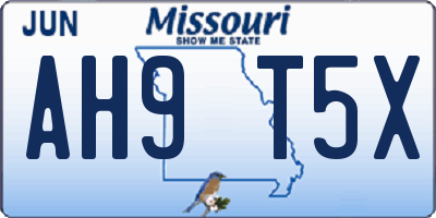 MO license plate AH9T5X