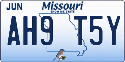 MO license plate AH9T5Y