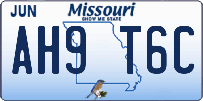 MO license plate AH9T6C