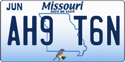 MO license plate AH9T6N