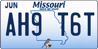 MO license plate AH9T6T