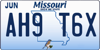 MO license plate AH9T6X