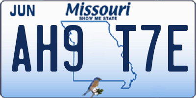 MO license plate AH9T7E