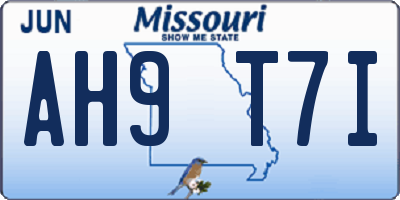 MO license plate AH9T7I