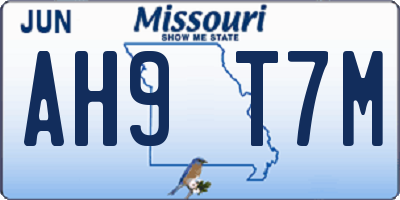 MO license plate AH9T7M