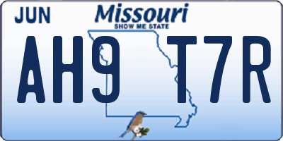 MO license plate AH9T7R