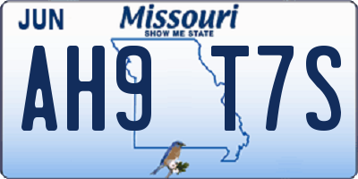 MO license plate AH9T7S