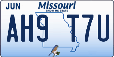 MO license plate AH9T7U