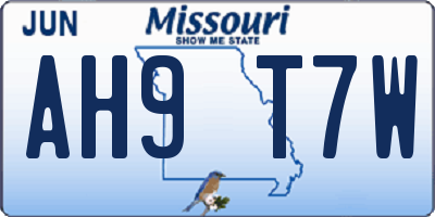 MO license plate AH9T7W
