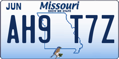 MO license plate AH9T7Z