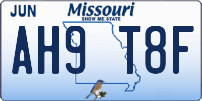 MO license plate AH9T8F